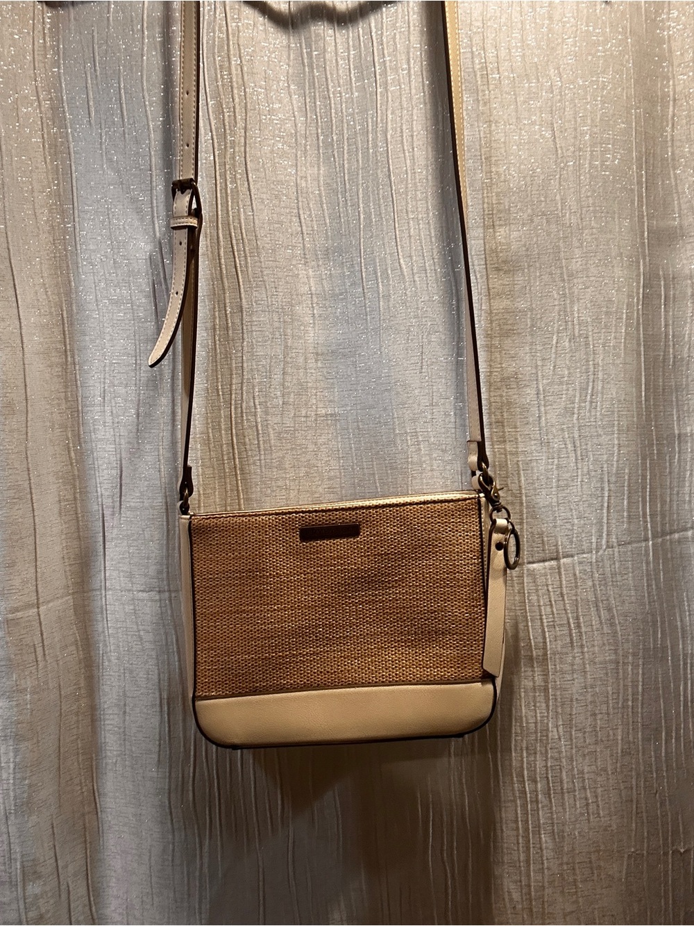 Neutral Beige and Woven Crossbody Bag - Women